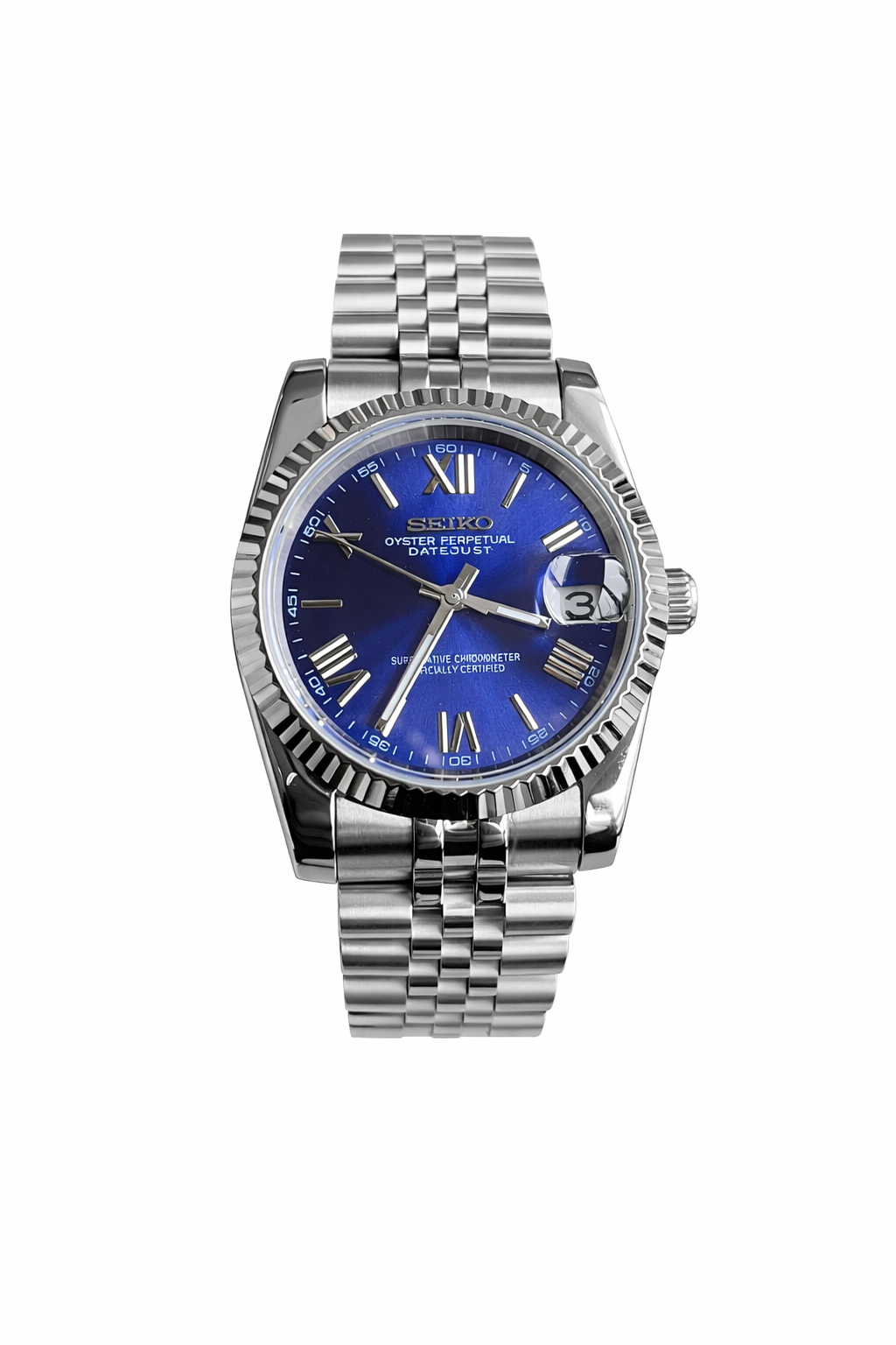 Blue Roman numeral Seikojust mod - 36mm